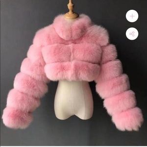 Pink Faux Fur Cropped Jacket